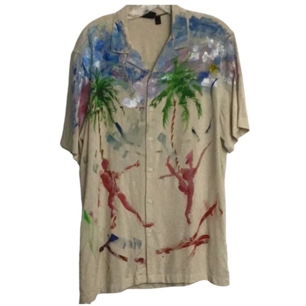 Hand Painted ASOS Men’s Ivory Shirt Size Large